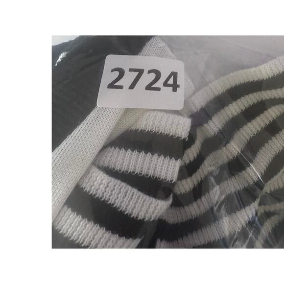 Notations Small Button Front Cardigan Sweater White Black Polyester - Picture 8 of 8